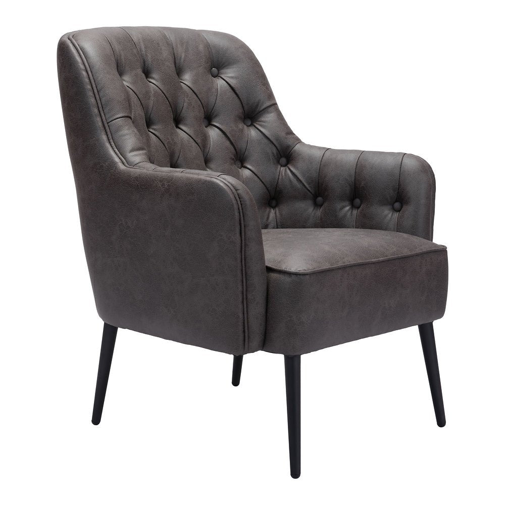 Sillón Ocasional para Recepción - ZUO TASMANIA - Varios Colores - Asiento y Respaldo Tapizados en Piel Sintética - 109054 - Zuo - NOGAL BEAT - Sillón Ocasional