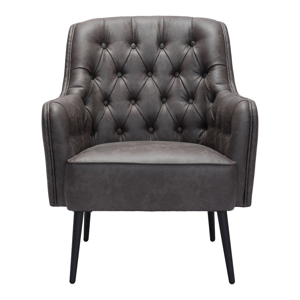 Sillón Ocasional para Recepción - ZUO TASMANIA - Varios Colores - Asiento y Respaldo Tapizados en Piel Sintética - 109054 - Zuo - NOGAL BEAT - Sillón Ocasional