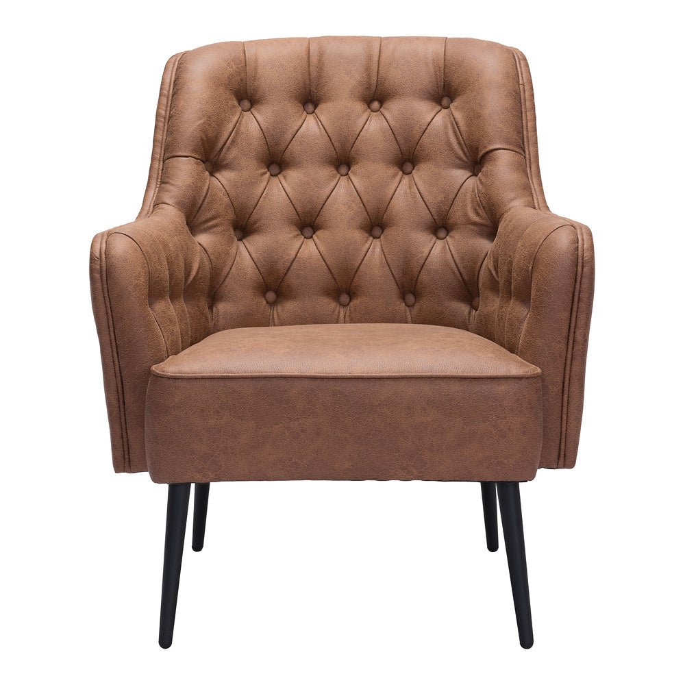 Sillón Ocasional para Recepción - ZUO TASMANIA - Varios Colores - Asiento y Respaldo Tapizados en Piel Sintética - 109053 - Zuo - NOGAL BEAT - Sillón Ocasional