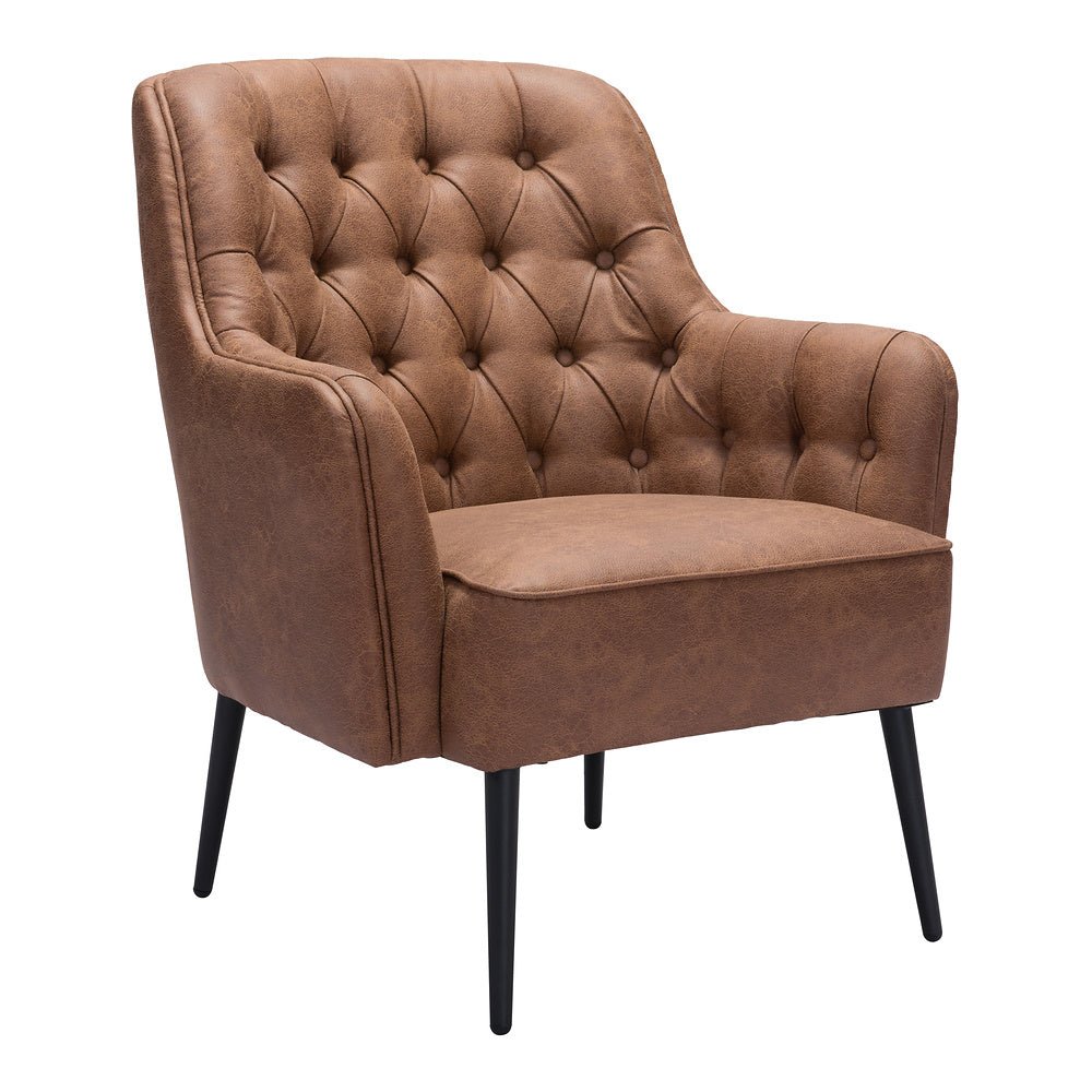 Sillón Ocasional para Recepción - ZUO TASMANIA - Varios Colores - Asiento y Respaldo Tapizados en Piel Sintética - 109053 - Zuo - NOGAL BEAT - Sillón Ocasional