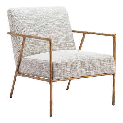Sillón Ocasional para Sala de Espera - ZUO NORREBRO - Beige Escarcha - Asiento y Respaldo Tapizados en Tejido Texturizado - 110270 - Zuo - NOGAL BEAT - Sillón Ocasional