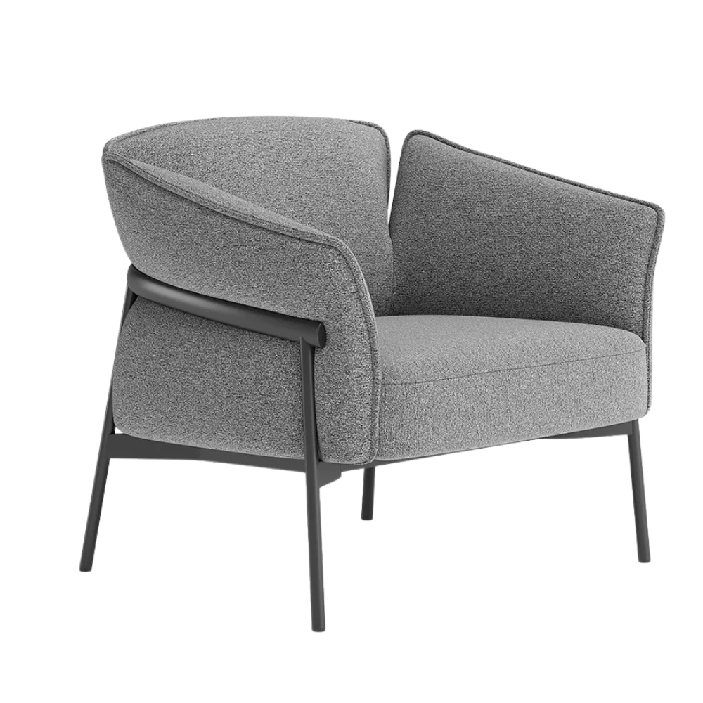 Sillón para Áreas de Espera - OFFIHO BLACK ISABELA - Asiento y Respaldo Tapizados - OHM-51001 - OFFIHO - NOGAL BEAT - Sillon