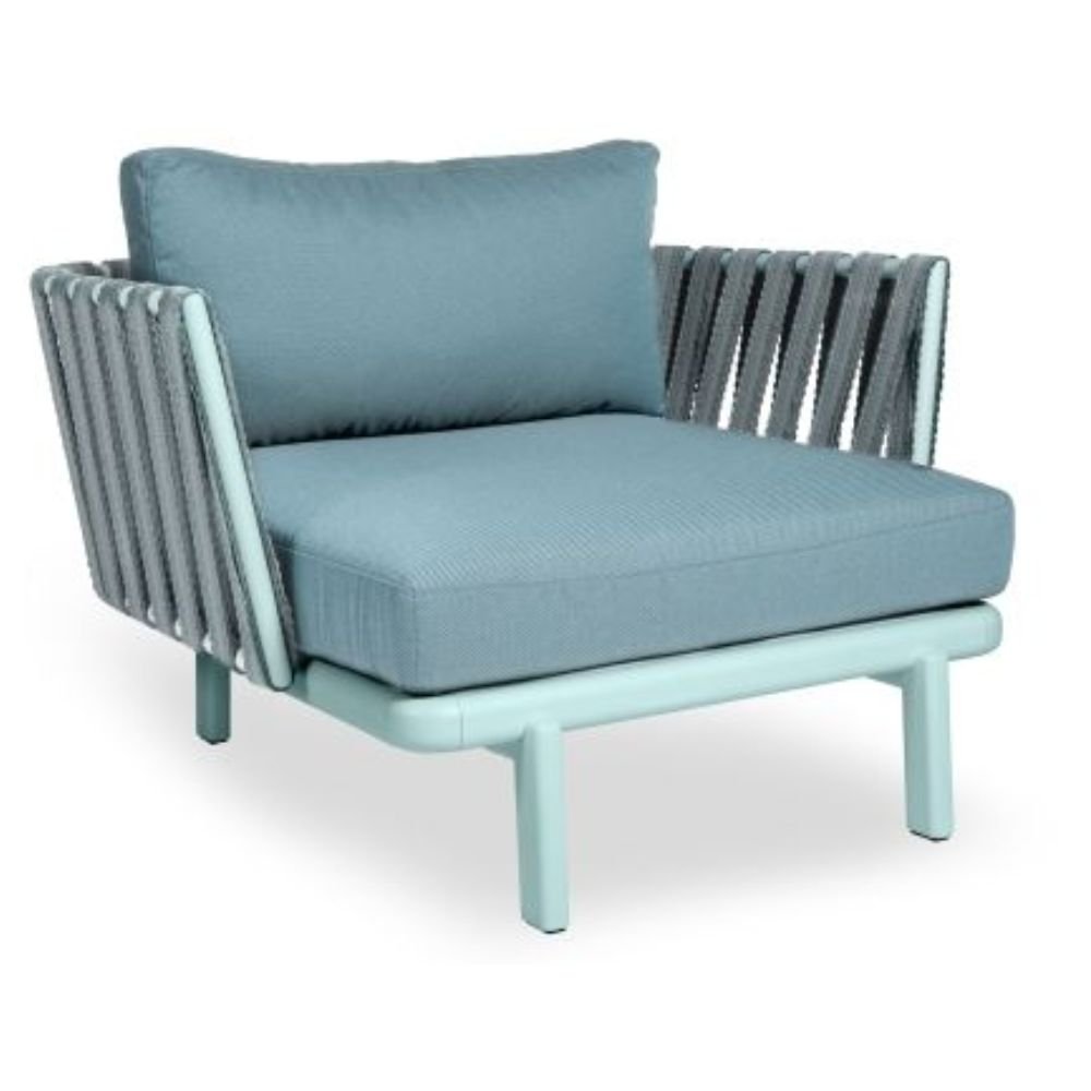 Sillón para Sala de Estar de 1 Plazas - RESOL ANTHEA EASY CHAIR - Varios Colores - Respaldo Cinta Pasamanería Trenzada y Estructura Aluminio - 70255 - Resol - NOGAL BEAT - Sillon