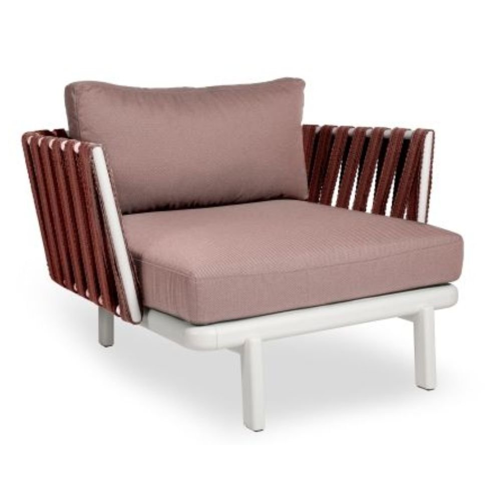Sillón para Sala de Estar de 1 Plazas - RESOL ANTHEA EASY CHAIR - Varios Colores - Respaldo Cinta Pasamanería Trenzada y Estructura Aluminio - 70253 - Resol - NOGAL BEAT - Sillon