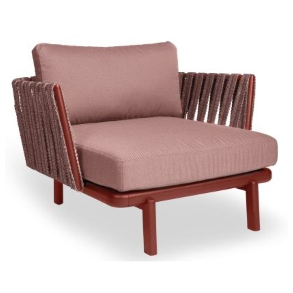 Sillón para Sala de Estar de 1 Plazas - RESOL ANTHEA EASY CHAIR - Varios Colores - Respaldo Cinta Pasamanería Trenzada y Estructura Aluminio - 70249 - Resol - NOGAL BEAT - Sillon