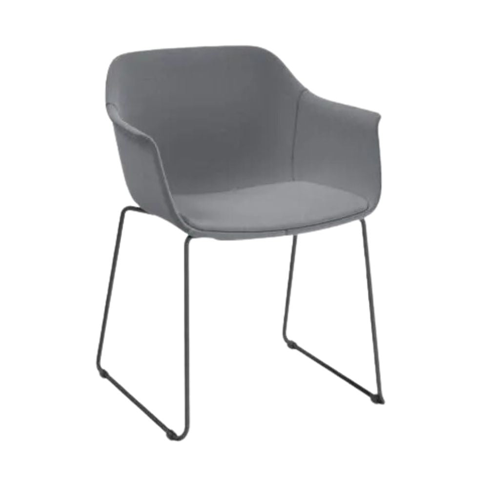 SILLÓN RESOL SHAPE PATIN FULLY UPHOLSTERED | Sillón Ocasional para Sala de Espera Visita | Inyección en Polipropileno Fibra de Vidrio | Estructura Acero Pintado | Interior - 85980 + CSE13 - Resol - NOGAL BEAT - Sillon