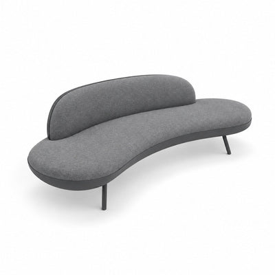 Sofá 2 Plazas Curvo - VERSA OFFSET SOFA PANNA - Grafito - Tapizado en Sintético Lux o Tela Infinity - VO-611F - VERSA - NOGAL BEAT - Sillón Ocasional