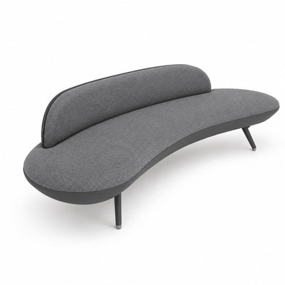 Sofá 3 Plazas Curvo - VERSA OFFSET SOFA PANNA - Grafito - Tapizado en Sintético Lux o Tapiz Infinity - VO-613F - VERSA - NOGAL BEAT - Sillón Ocasional