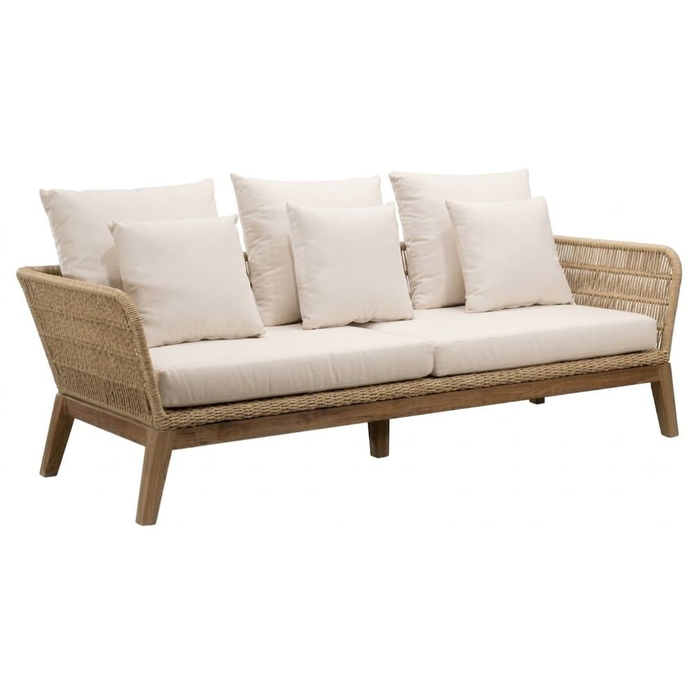 Sofá de Terraza para Áreas de Estar - NOGAL BEAT AMORA - Beige - Teca Aluminio y Polyrattan - SOFÁ AMORA Beige - CAMCO - NOGAL BEAT - Sofá de Terraza