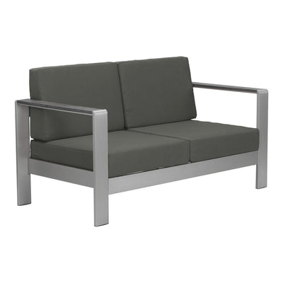 Sofá de Terraza para Club de Playa 2 Plazas - ZUO COSMOPOLITAN - Gris Oscuro - Asiento y Respaldo Tapizados con Tela para Exterior - 703986 - Zuo - NOGAL BEAT - Sofá de Terraza