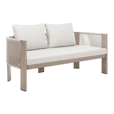 Sofá de Terraza para Club de Playa 2 Plazas - ZUO REBEL - Beige - Asiento y Respaldo Tapizados con Tela para Exterior - 704127 - Zuo - NOGAL BEAT - Sofá de Terraza