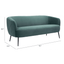 SOFÁ ZUO KARAN | Sofá Decorativo para Sala de Estar | Base Acero Negro | Verde | Terciopelo 100% Poliéster Madera Contrachapada | Interior - 101859 - Zuo - NOGAL BEAT - Sofá