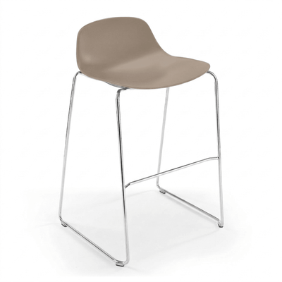 Taburete Comercial - INFINITI PURE LOOP MINI H66 TRINEO - Varios Colores - Asiento en Policarbonato - Base Trineo - 113-3422I BASE CROMO - Infiniti - NOGAL BEAT - Taburete