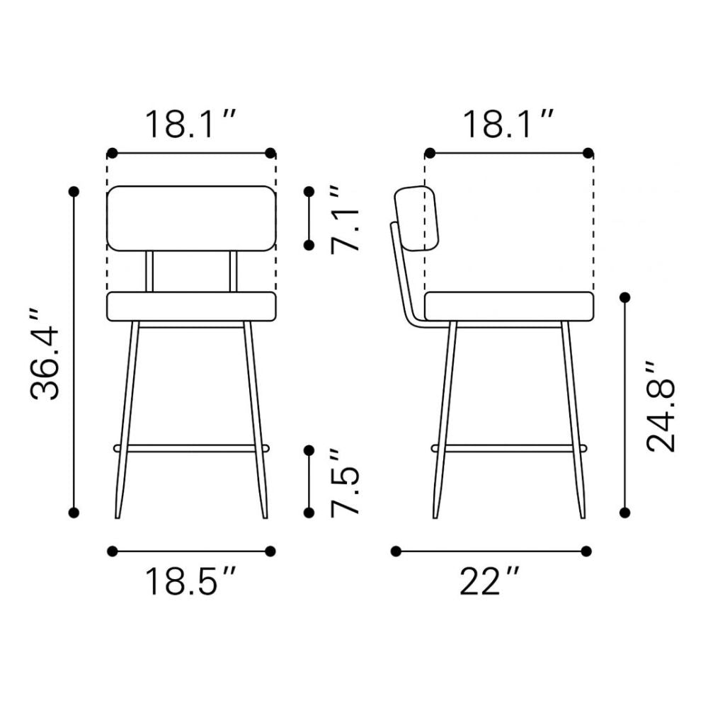 TABURETE ZUO BLANCA | Taburete para Desayunador Hogar | Tela Estilo Piel de Oveja 100% Poliéster | Madera Contrachapada Acero Recubrimiento en Polvo | Interior - 109739 - Zuo - NOGAL BEAT - Taburete