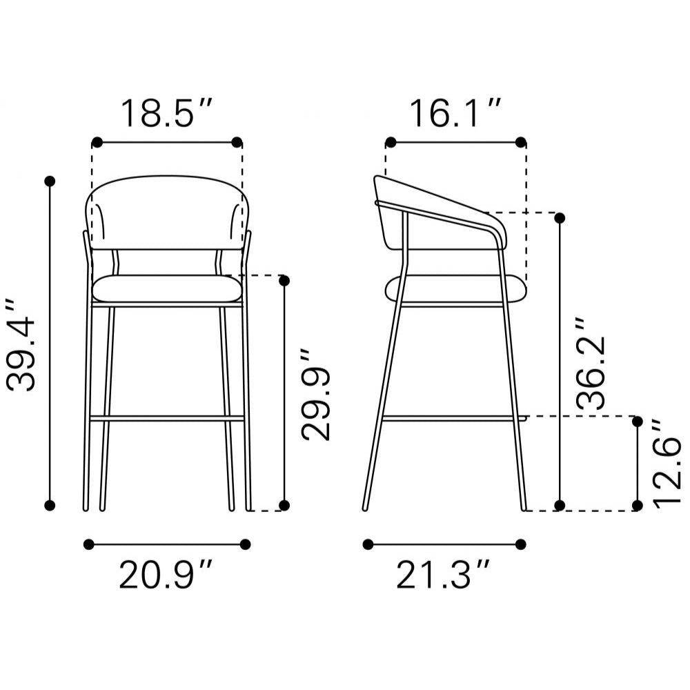 TABURETE ZUO JOSEPHINE | Taburete para Bar | 76 cm | Beige Blanco | Tejido Estilo Piel de Oveja 100 % Poliéster | Madera Contrachapada Acero Recubierto de Polvo | Interior - 109673 - Zuo - NOGAL BEAT - Taburete