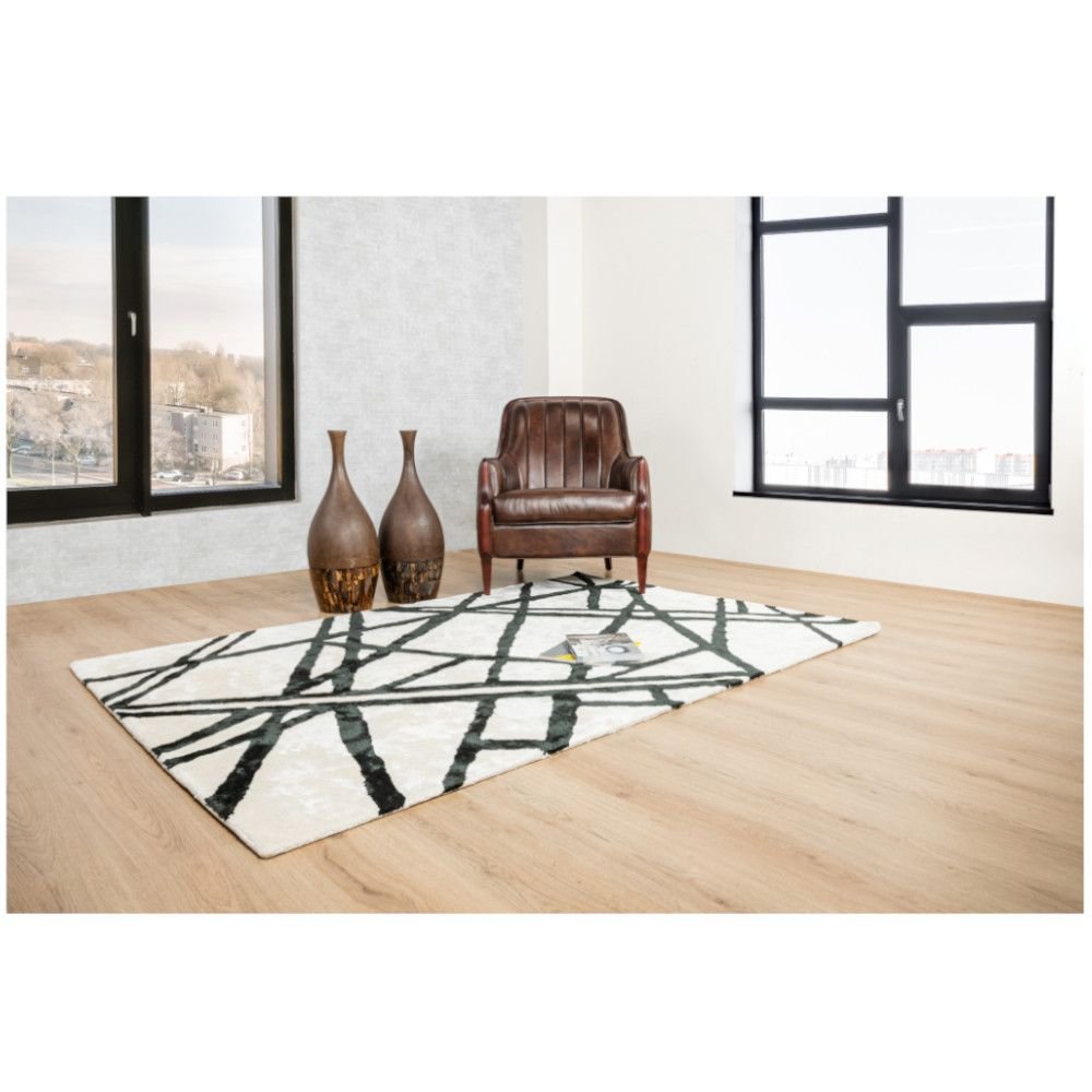 TAPETE LAVIN GAYA D2018 | Tapete Decorativo para Recepción Hotel Hogar Departamento Sala | MARFIL NEGRO | Varias Medidas | Rectangular | Interior |  Hotel Residencia Recepción Alfombra Sala Dormitorio Comedor Cocina Baño Oficina Entrada Pasillo Casa  Ambientada