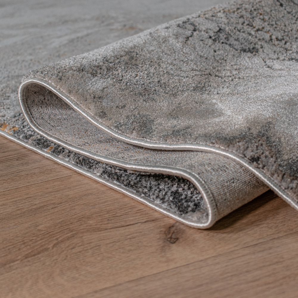 TAPETE LAVIN HADIM T2093 | Tapete Decorativo para Recepción Hotel Hogar Departamento Sala | GRIS GRIS ORO | Varias Medidas | Rectangular y Circular | Interior | Alfombra Sala de estar Dormitorio Comedor Cocina Baño Oficina Entrada Pasillo