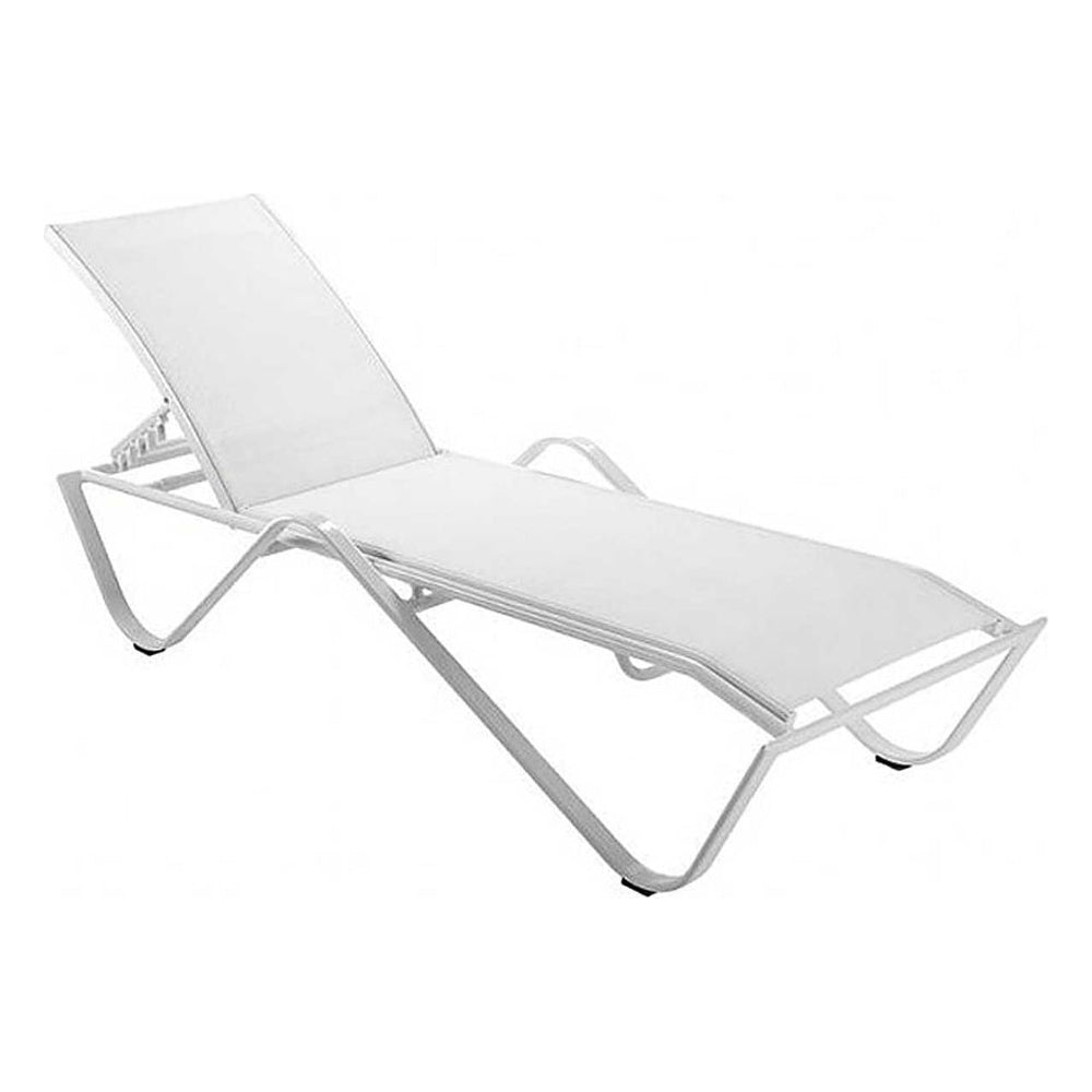 Tumbona para Áreas de Exterior y Terrazas con Alberca 5 Posiciones - RESOL SAND - Blanco - Aluminio con Textilene y Apilable
