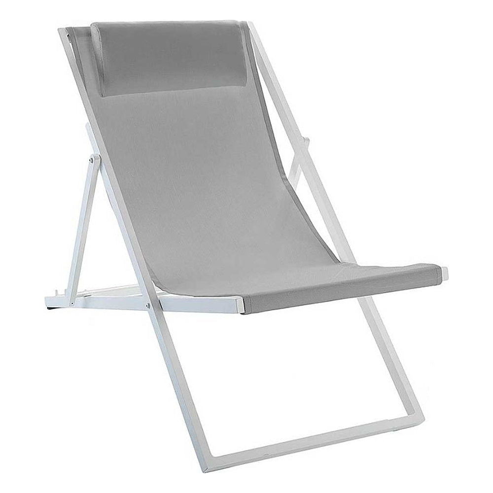 Tumbona para Áreas de Exterior y Terrazas con Alberca 5 Posiciones - RESOL SAND - Blanco - Aluminio con Textilene y Apilable