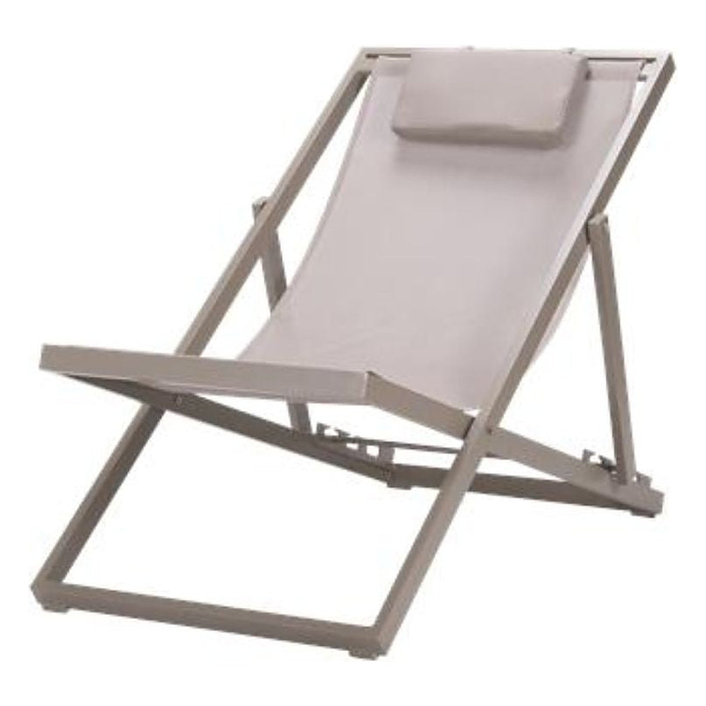 Tumbona para Áreas de Exterior y Terrazas con Alberca 5 Posiciones - RESOL SAND - Blanco - Aluminio con Textilene y Apilable