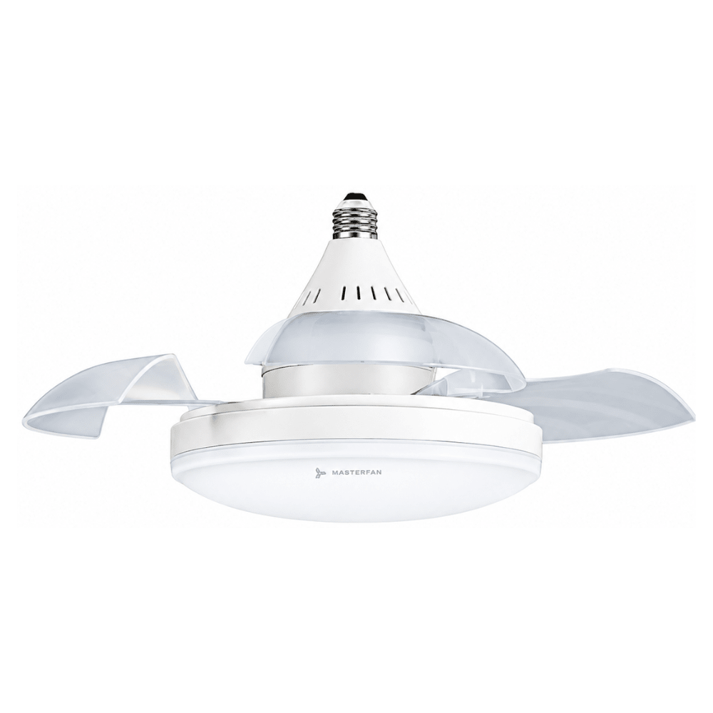 Ventilador de Techo de Socket - MASTERFAN LUMI 16" - Blanco - 3 Aspas Retráctiles - LUMI 16" - Masterfan - NOGAL BEAT - Ventilador Decorativo