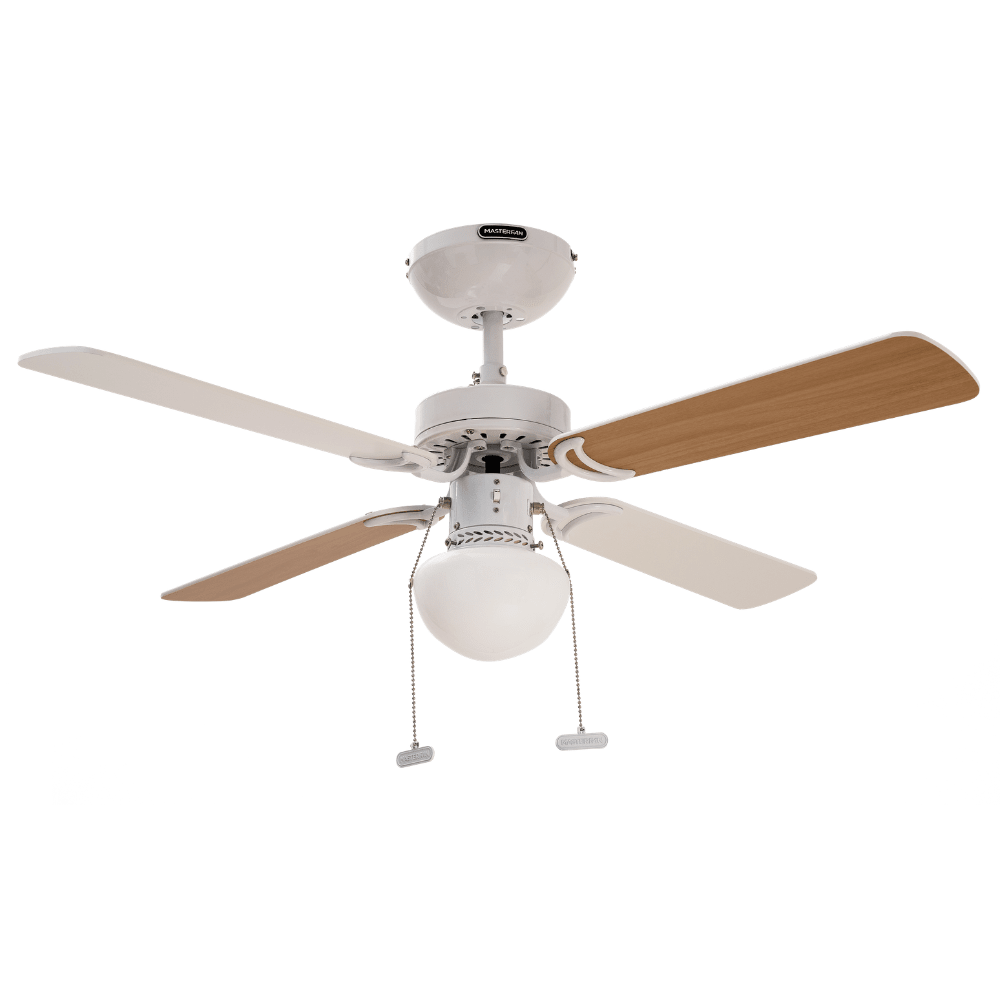Ventilador Decorativo de Techo para Despacho - MASTERFAN CONDESA 42 - Blanco Maple - 4 Aspas Áreas Medianas - CONDESA 42 - Masterfan - NOGAL BEAT - Ventilador Decorativo