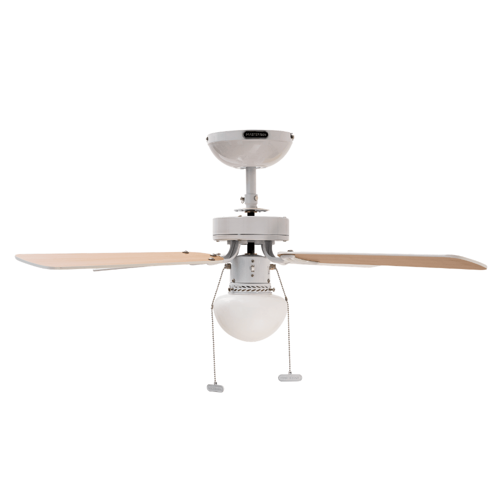 Ventilador Decorativo de Techo para Despacho - MASTERFAN CONDESA 42 - Blanco Maple - 4 Aspas Áreas Medianas - CONDESA 42 - Masterfan - NOGAL BEAT - Ventilador Decorativo