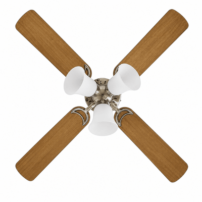Ventilador Decorativo de Techo para Despacho - MASTERFAN OPORTO PLAFON 42 - Varios Colores - 4 Aspas Áreas Medianas - OPORTO PLAFON 42 - Masterfan - NOGAL BEAT - Ventilador Decorativo