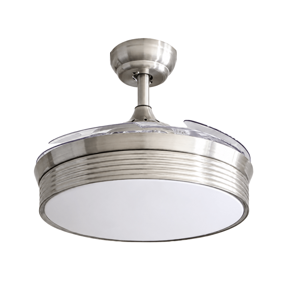 Ventilador Decorativo de Techo para Sala de Juntas - MASTERFAN ROMA - Satinado - 4 Aspas Desplegables Áreas Medianas - ROMA - Masterfan - NOGAL BEAT - Ventilador Decorativo