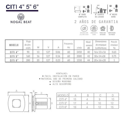 Extractor de Aire para Medios Baños - MASTERFAN CITI 4 - Blanco - Operación Silenciosa Extractores Axiales Extractores Centrífugos Extractores de Techo Extractores Helicoidale Extractores de Conducto Aireación Circulación de Aire Extracción de Aire Cocinas Industriales Baños Laboratorios Áreas Industriales Garajes y Talleres Sistemas de Ventilación de Edificios Hotel Hostelería