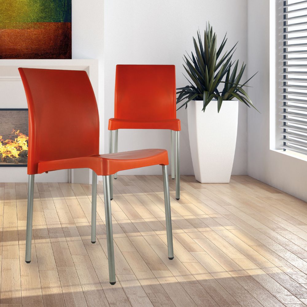 SILLA KINGSTRONG VIVANTI PLASTICO SILL0020357 | Silla Estilizada Áreas de Espera Cafetería | Base 4 Puntas | Terminado Anodizado | Polipropileno | Interior + Exterior