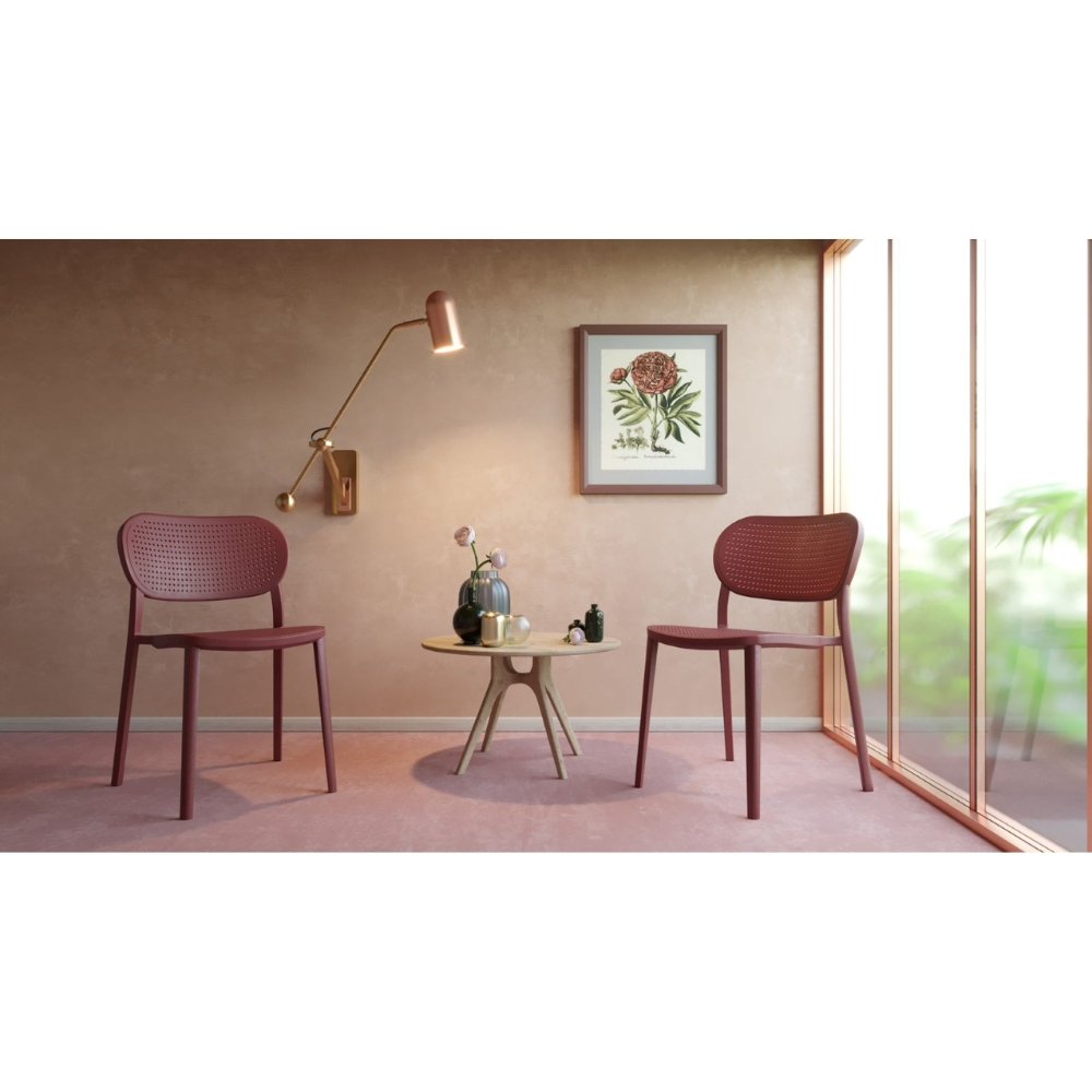 Silla Labenze Nuta 155-22500 | Asiento y respaldo perforado en tecnopolímero, apilable | Nogal Beat · silla cafetería, silla comercial.