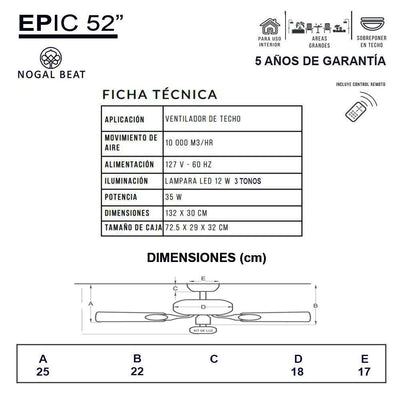 Ventilador Decorativo de Techo para Despacho - MASTERFAN EPIC 52 - Metal - 3 Aspas Áreas Grandes Ventiladores de Techo Ventiladores de Pie Ventiladores de Pared Ventiladores Decorativos Diseño de Interiores Estilo Funcionalidad Espacio Acogedor Oficina Sala Terraza Asesoramiento Diseño de Interiores Tienda Online Compra Online Atención al Cliente Soporte Servicio Postventa Restaurante Bar Ventilador Comercial Hotel Hostelería