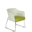 Silla de visita Techno Switch con concha de polipropileno blanco, asiento tapizado y base de acero cromada