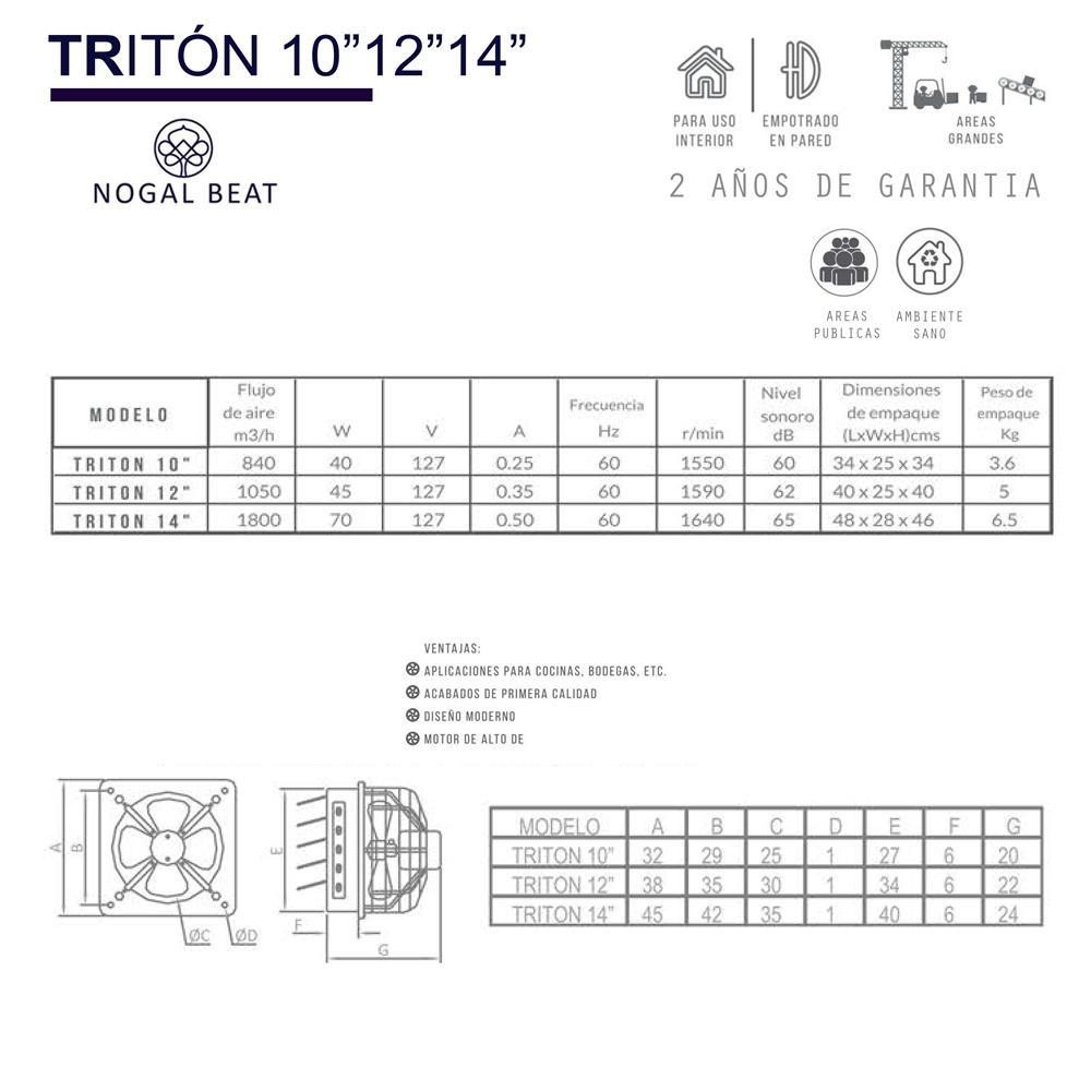 EXTRACTOR MASTERFAN TRITON 12 | Extractor Oficina Escuela Cocina Restaurante Almacen Bodegas Fábricas | 12" | Áreas Publicas | Negro Mate | Lamina Acero Pintura Electroestática | Interior - TRITON 12 - Masterfan - NOGAL BEAT - Extractores de Aire