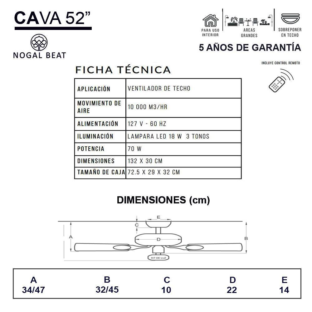 Masterfan Cava 52" Ventilador Aspas Madera - CAVA 52 - Masterfan - NOGAL BEAT - Ventiladores