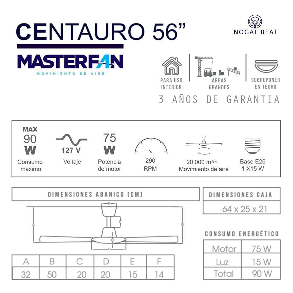 Masterfan Centauro 56 Ventilador Techo Industrial Sin Luz - CENTAURO 56 - Masterfan - NOGAL BEAT - Ventiladores