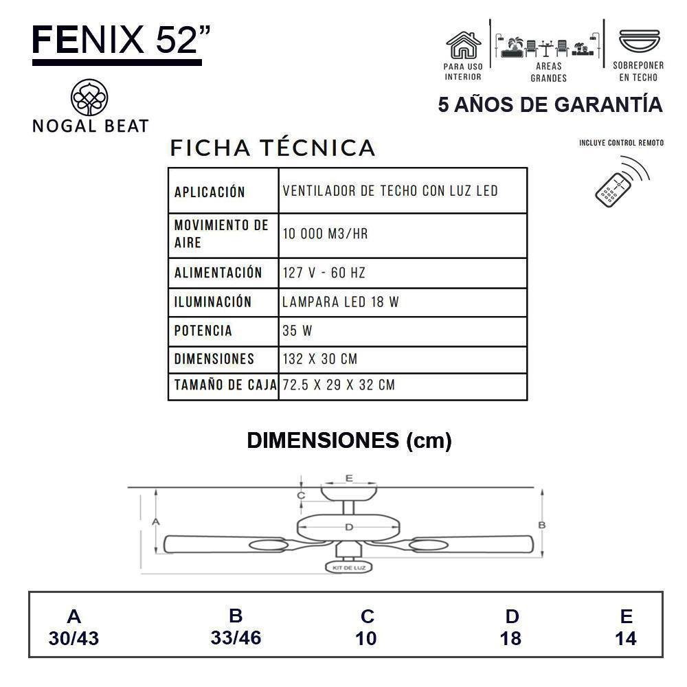 Masterfan Fénix 52" Ventilador Elegante - FENIX 52 - Masterfan - NOGAL BEAT - Ventiladores