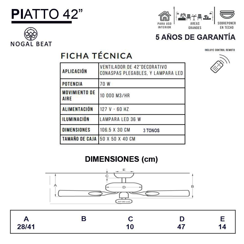 Masterfan Piatto 42" Ventilador con Aspas - PIATTO 42 - Masterfan - NOGAL BEAT - Ventiladores