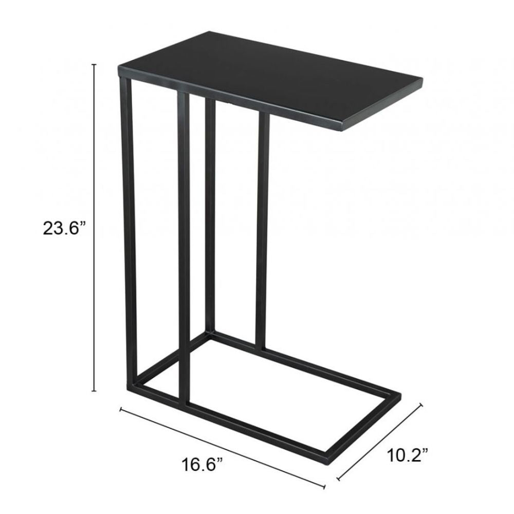 MESA AUXILIAR NOGAL BEAT ATOM | Mesa Auxiliar para Sala de Estar Vestibulo | 60 cm | Base Cerrada | Negro | Hierro con Recubrimiento en Polvo | Interior - 109268 - Zuo - NOGAL BEAT - Mesas