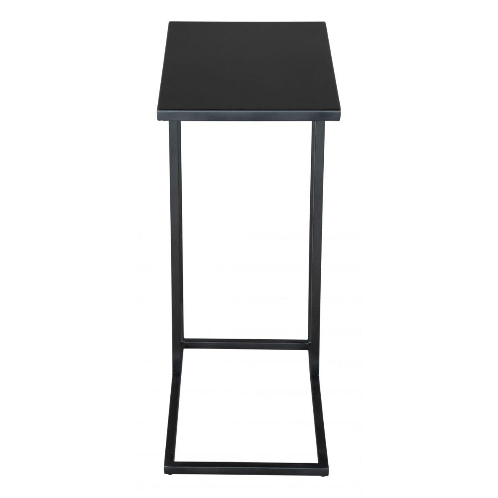 MESA AUXILIAR NOGAL BEAT ATOM | Mesa Auxiliar para Sala de Estar Vestibulo | 60 cm | Base Cerrada | Negro | Hierro con Recubrimiento en Polvo | Interior - 109268 - Zuo - NOGAL BEAT - Mesas