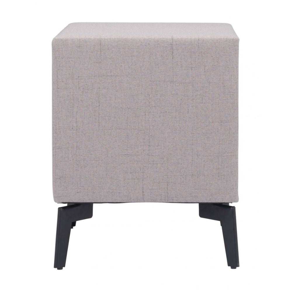 MESA AUXILIAR NOGAL BEAT HALLE | Mesa Auxiliar para Habitación | 51 cm | 2 Cajones | Gris | Terciopelo 100% Poliéster MDF Madera Contrachapada | Interior - 109623 - Zuo - NOGAL BEAT - Mesas