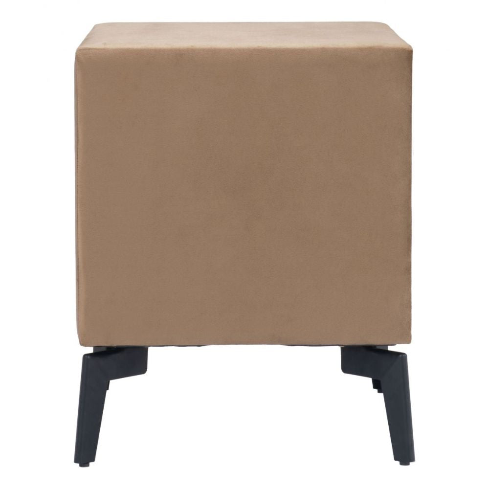 MESA AUXILIAR NOGAL BEAT MONTANA | Mesa Auxiliar para Habitación | 51 cm | 2 Cajones | Marrón | Terciopelo 100% Poliéster MDF Madera Contrachapada | Interior - 109624 - Zuo - NOGAL BEAT - Mesas