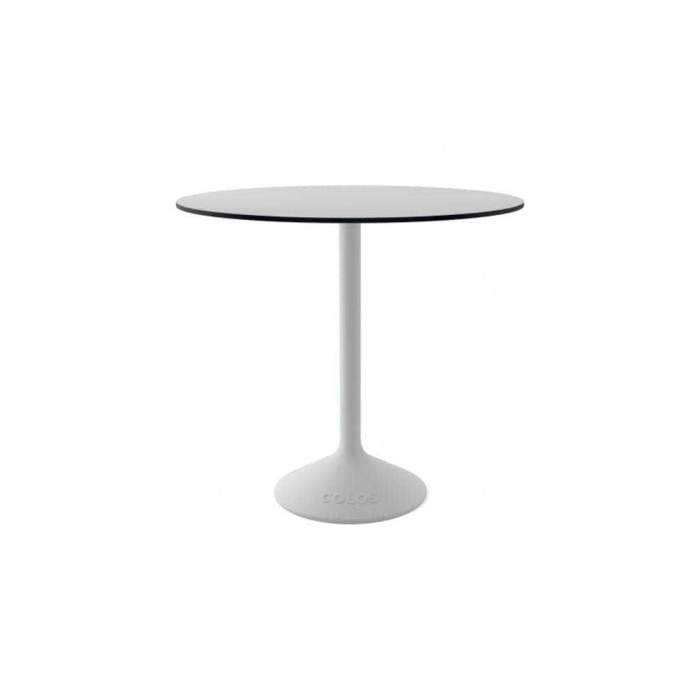 MESA COLOS STATO B/T - 800 | Mesa Al Aire Libre Cafetería Terraza Jardin | 74 cm | Base Acero Fundido Forma Redonda | Cubierta Multicapa Laminada en Alta Presión | Exterior - STATO B/T - 800 - Colos - NOGAL BEAT - Mesas
