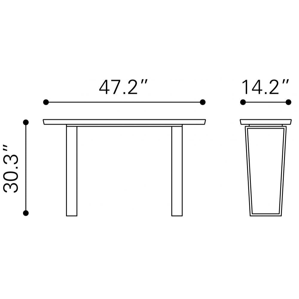 MESA CONSOLA NOGAL BEAT ATLAS | Mesa Consola Ocasional para Sala | 77 cm | Estructura Acero Inoxidable Galvanizado Oro | Blanco | Mármol Sintético | Interior - 100654 - Zuo - NOGAL BEAT - Mesas