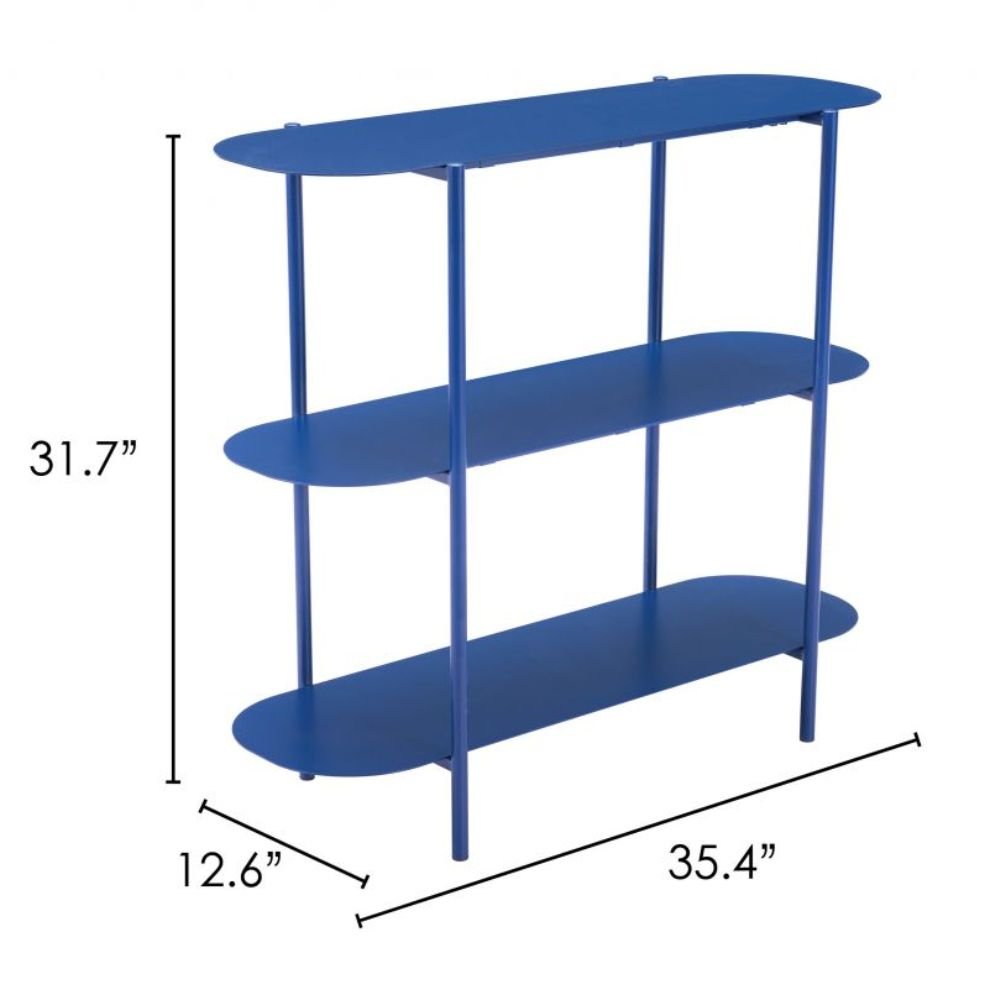 MESA CONSOLA NOGAL BEAT TRE | Mesa Ocasional para Sala de Estar Vestibulo | 81 cm | Base 4 Puntas | Azul | Acero con Recubrimiento en Polvo | Interior - 109417 - Zuo - NOGAL BEAT - Mesas