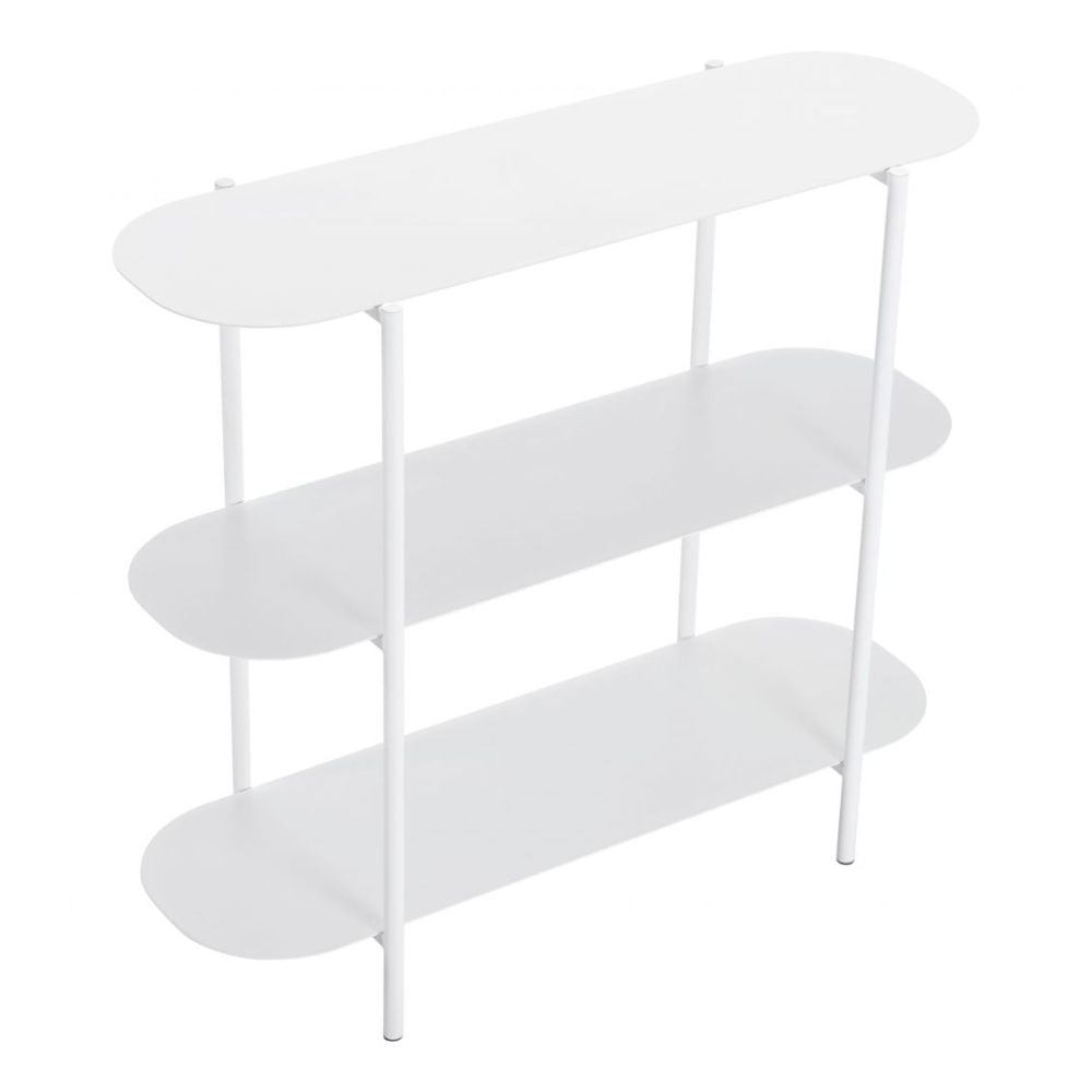 MESA CONSOLA NOGAL BEAT TRE | Mesa Ocasional para Sala de Estar Vestibulo | 81 cm | Base 4 Puntas | Blanco | Acero con Recubrimiento en Polvo | Interior - 109419 - Zuo - NOGAL BEAT - Mesas