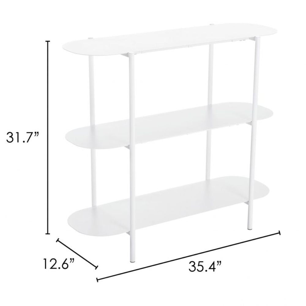 MESA CONSOLA NOGAL BEAT TRE | Mesa Ocasional para Sala de Estar Vestibulo | 81 cm | Base 4 Puntas | Blanco | Acero con Recubrimiento en Polvo | Interior - 109419 - Zuo - NOGAL BEAT - Mesas