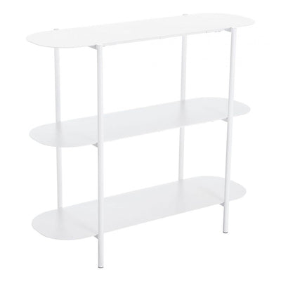 MESA CONSOLA NOGAL BEAT TRE | Mesa Ocasional para Sala de Estar Vestibulo | 81 cm | Base 4 Puntas | Blanco | Acero con Recubrimiento en Polvo | Interior - 109419 - Zuo - NOGAL BEAT - Mesas