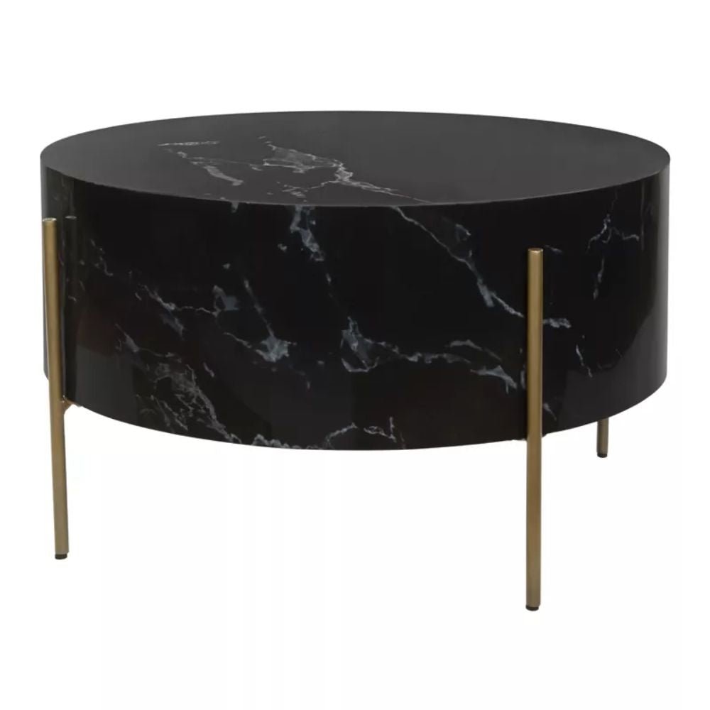 MESA DE CENTRO NOGAL BEAT FERRIER | Mesa de Centro Ocasional para Sala | 44 cm | Estructura Hierro Bronce | Negro | MDF | Interior - 109089 - Zuo - NOGAL BEAT - Mesas